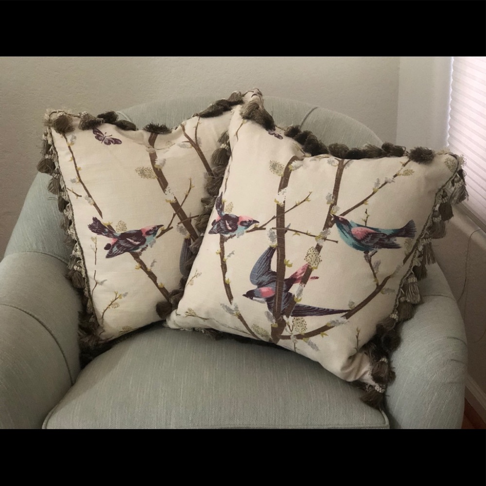 2EUC Custom Accent Pillows w/ Birds & Down Inserts